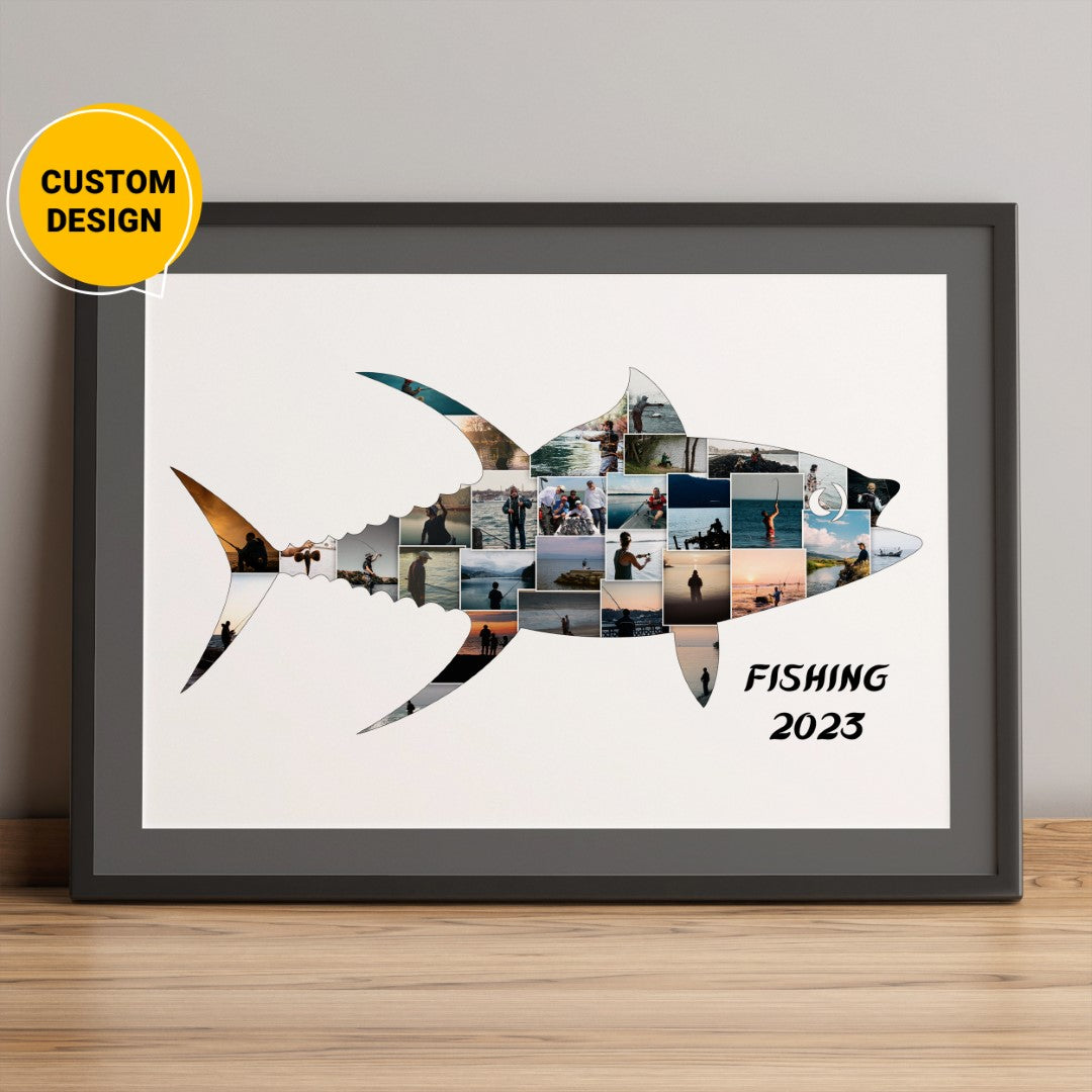 Personalized Fishing Wall Art Collage Gift For Fishermen