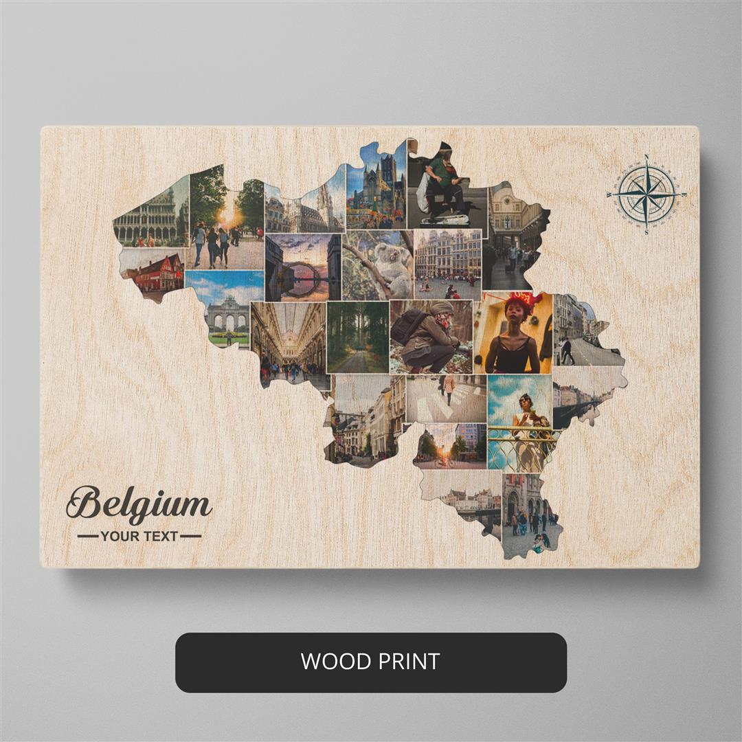 Map of Belgium Photo Collage: Captivating Wall Art