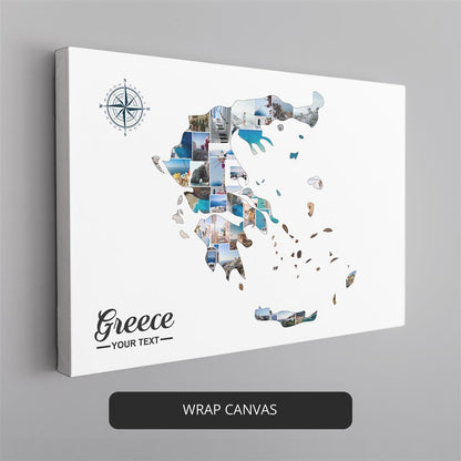 Beautiful Map of Greece in a Personalized Photo Collage - Greece Wall Decor