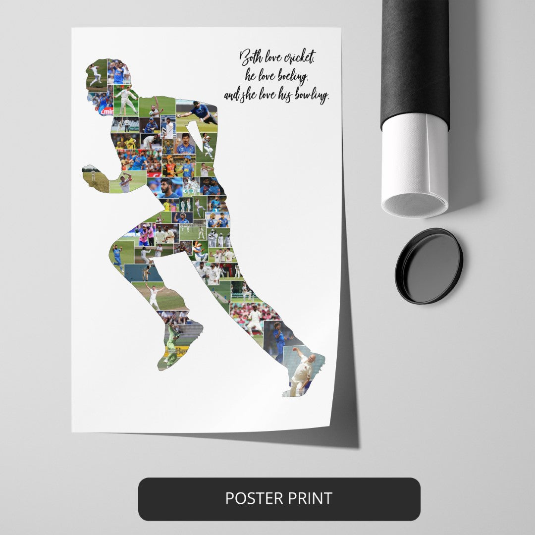 Buy Personalised Cricket Balling Art Collage Gift For Christmas online In  UK – CollagemasterCo